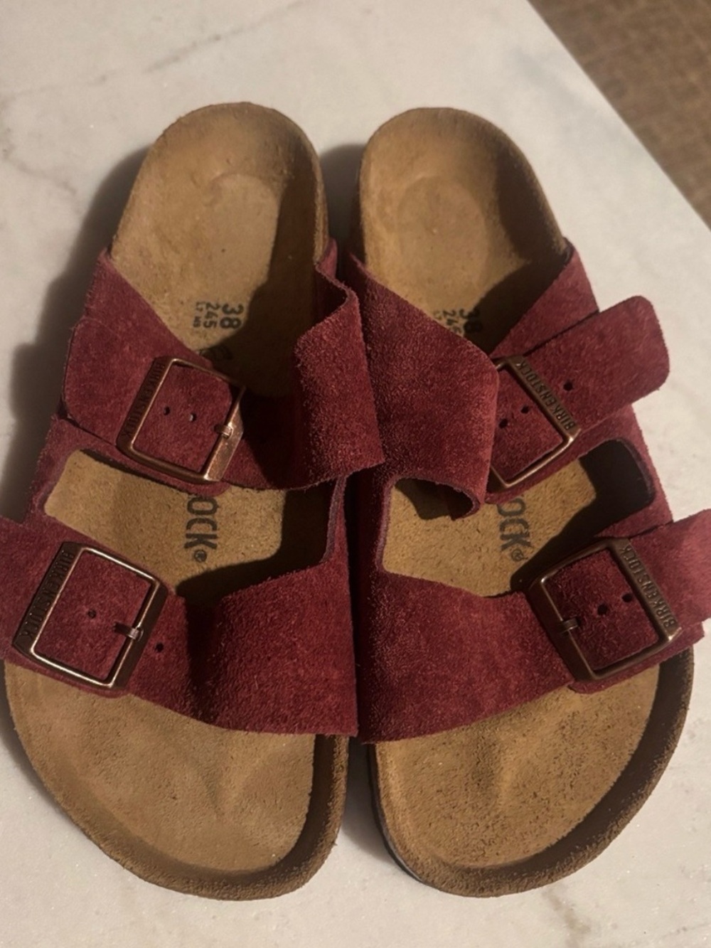 Birkenstock Arizona Slide Sandals in Burgundy women’s size 38